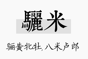 骊米名字的寓意及含义