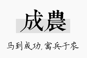 成农名字的寓意及含义