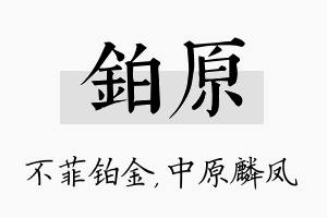 铂原名字的寓意及含义