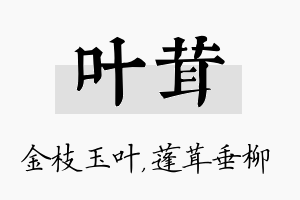 叶茸名字的寓意及含义