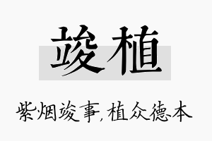 竣植名字的寓意及含义