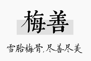 梅善名字的寓意及含义