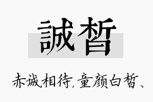 诚皙名字的寓意及含义