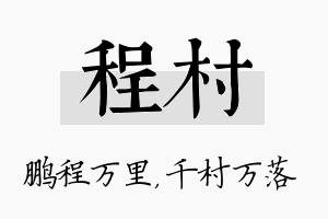 程村名字的寓意及含义