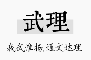 武理名字的寓意及含义