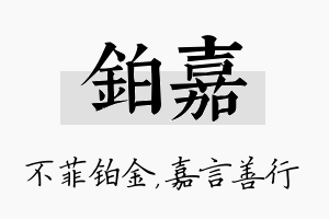 铂嘉名字的寓意及含义