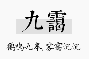 九霭名字的寓意及含义