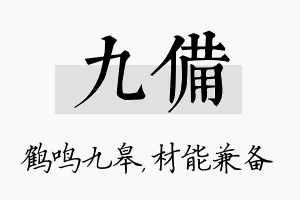 九备名字的寓意及含义