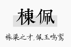 栋佩名字的寓意及含义