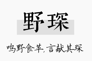 野琛名字的寓意及含义