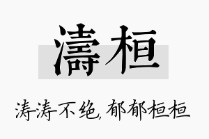 涛桓名字的寓意及含义