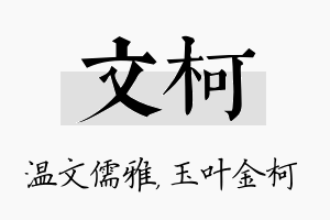 文柯名字的寓意及含义