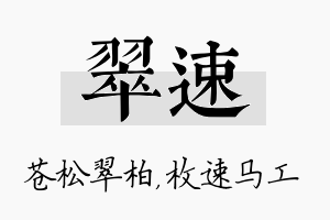 翠速名字的寓意及含义