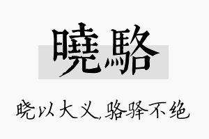 晓骆名字的寓意及含义