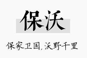 保沃名字的寓意及含义