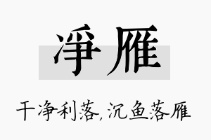 净雁名字的寓意及含义