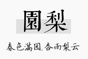 园梨名字的寓意及含义