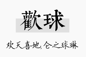 欢球名字的寓意及含义