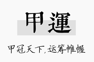 甲运名字的寓意及含义