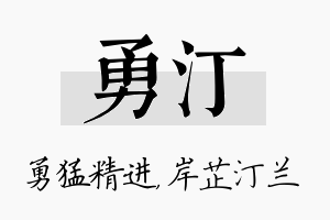 勇汀名字的寓意及含义