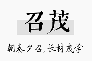 召茂名字的寓意及含义