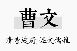 曹文名字的寓意及含义