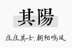 其阳名字的寓意及含义