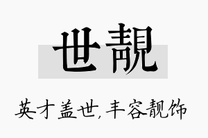 世靓名字的寓意及含义