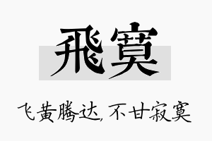 飞寞名字的寓意及含义