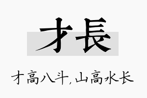 才长名字的寓意及含义