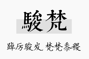 骏梵名字的寓意及含义