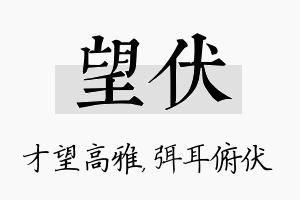 望伏名字的寓意及含义