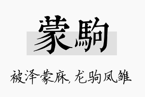 蒙驹名字的寓意及含义