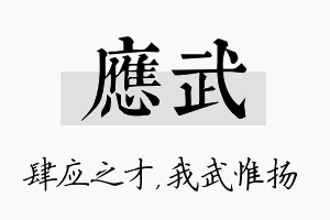 应武名字的寓意及含义