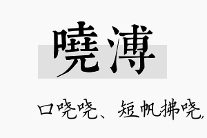 哓溥名字的寓意及含义