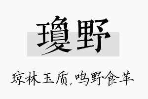 琼野名字的寓意及含义