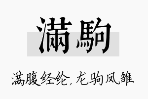 满驹名字的寓意及含义