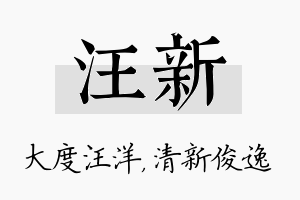 汪新名字的寓意及含义