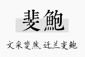 斐鲍名字的寓意及含义