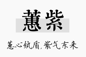 蕙紫名字的寓意及含义