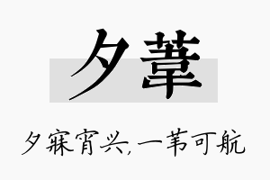 夕苇名字的寓意及含义