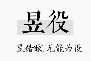 昱役名字的寓意及含义