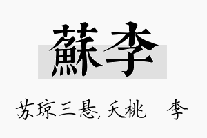 苏李名字的寓意及含义