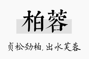 柏蓉名字的寓意及含义