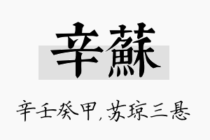 辛苏名字的寓意及含义