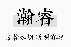 瀚睿名字的寓意及含义