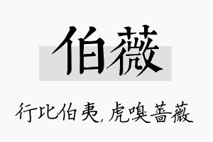 伯薇名字的寓意及含义