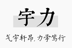 宇力名字的寓意及含义