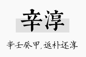 辛淳名字的寓意及含义