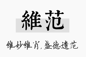 维范名字的寓意及含义